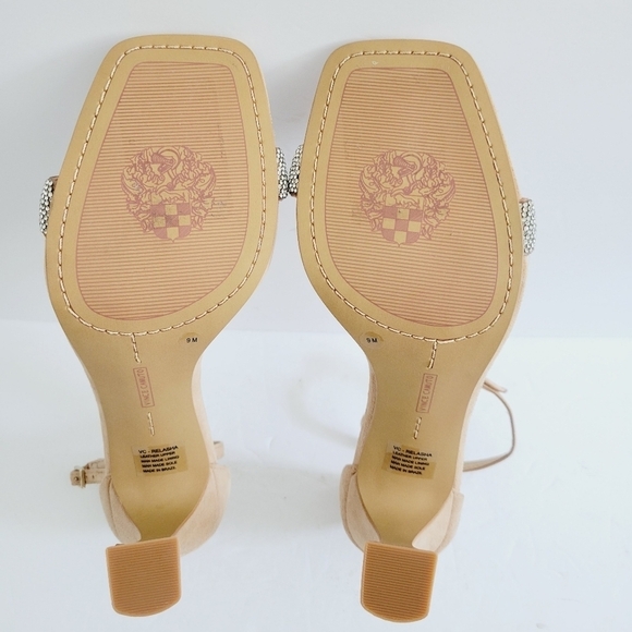 NEW Vince Camuto Leather Metallic Gray Rhinestones Heel Shoe Size 9M - Picture 5 of 6